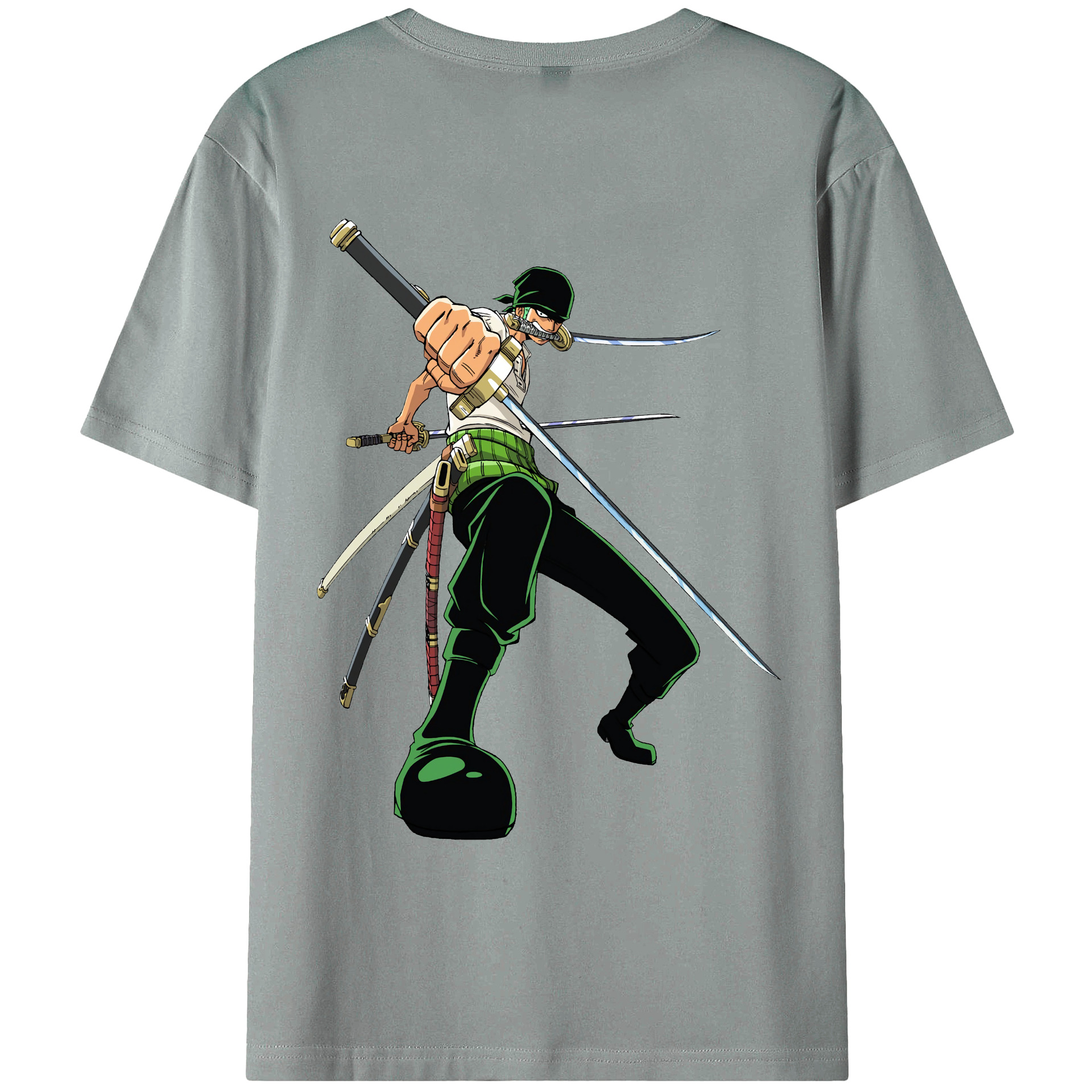 ワンピース ロロノア・ゾロ ONE PIECE Roronoa Zoro 綿100％ メンズ半袖Tシャツ（バックプリント） 通気性